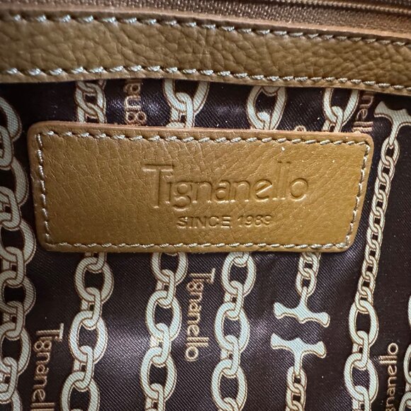 Tignanello Women's Pebbled Leather Shoulder Handbag Purse Brown With Wristlet - Picture 6 of 16